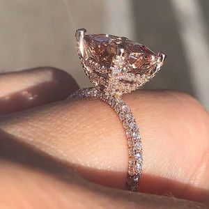New 6 Carat 18K Rose Gold Morganite Ring